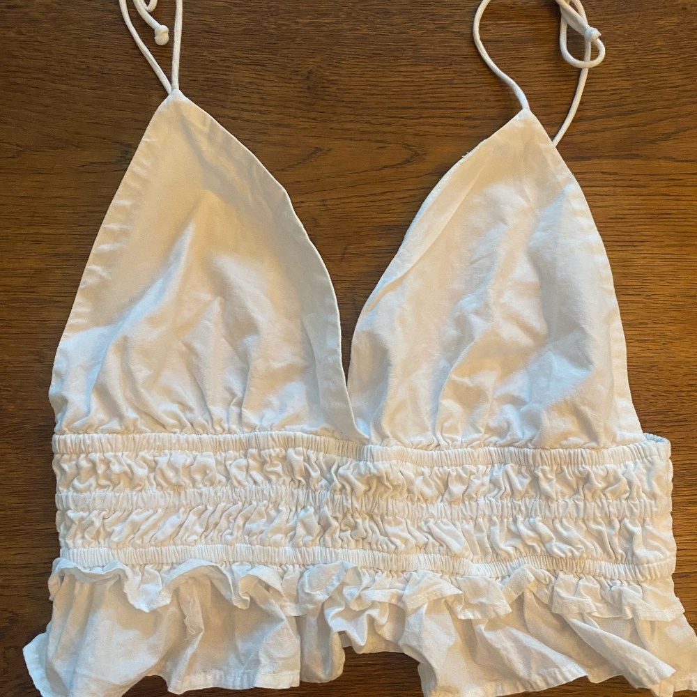 White fit and flare crop top